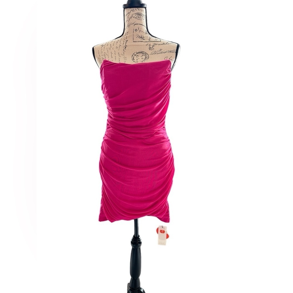 Cider Women’s Size Large Fuschia Pink Strapless Mini Dress NWT